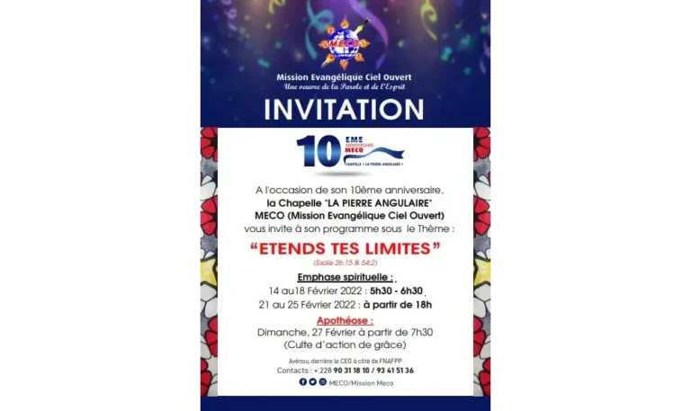 célébration des 10 ans de la chapelle La Pierre Angulaire de MECO